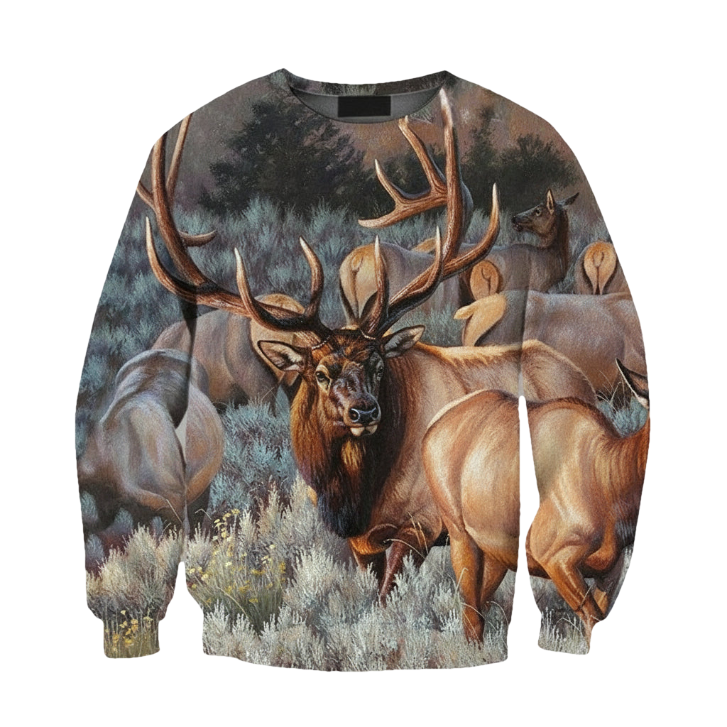 Viticstore Hunting Bucks Dry Field 3D Brown Shade All Over Printed 2Xl Sweater ? Usalast