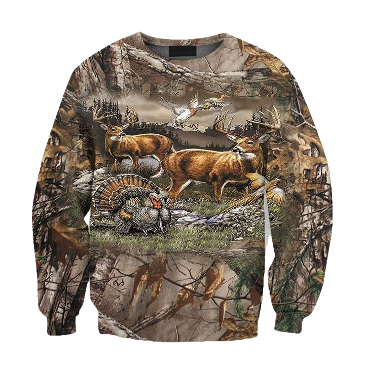 Viticstore Hunting Bucks And Birds 3D Brown Shade All Over Printed 2Xl Sweater ? Usalast