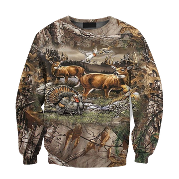 Viticstore Hunting Bucks And Birds 3D Brown Shade All Over Printed 2Xl Sweater ? Usalast