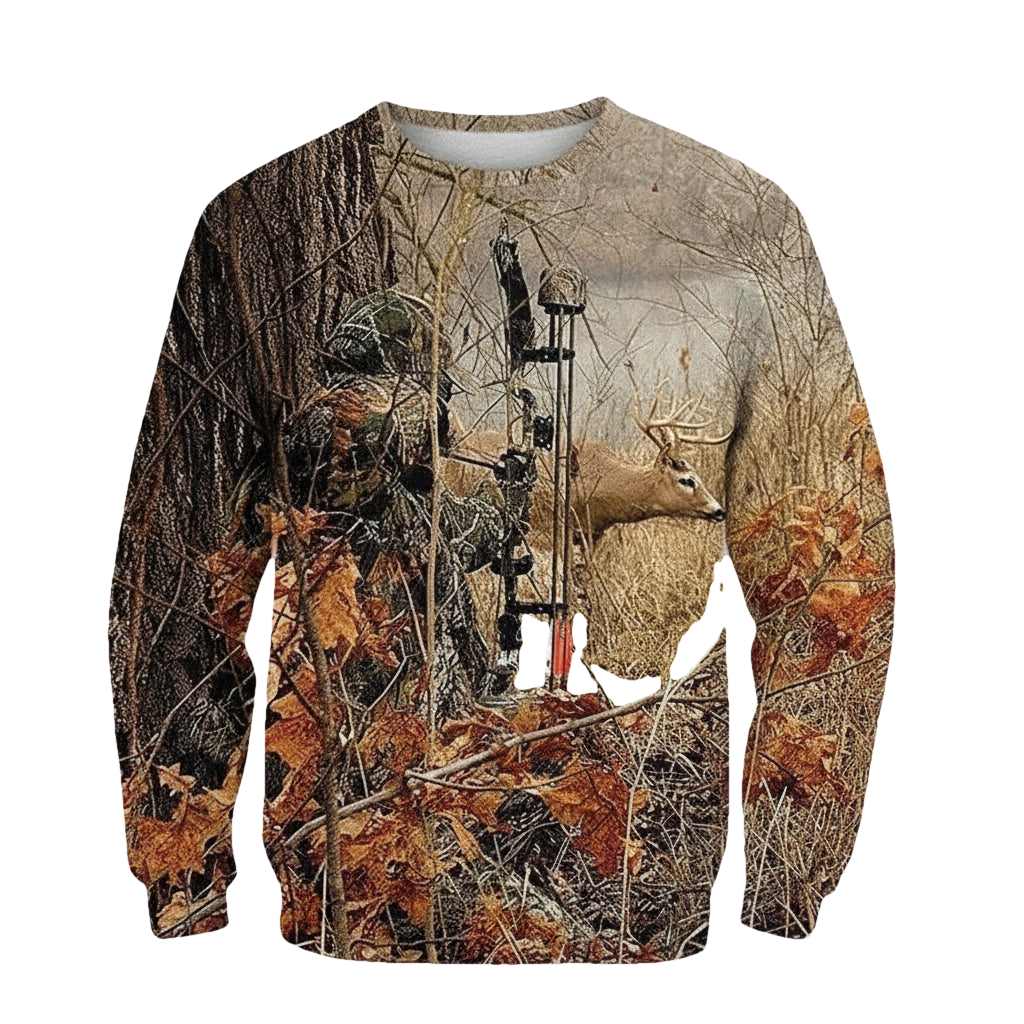 Viticstore Deers Hunting Falling Leaves 3D Brown Shade All Over Printed 3Xl Sweater For Hunter ? Usalast