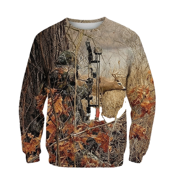 Viticstore Deers Hunting Falling Leaves 3D Brown Shade All Over Printed 3Xl Sweater For Hunter ? Usalast