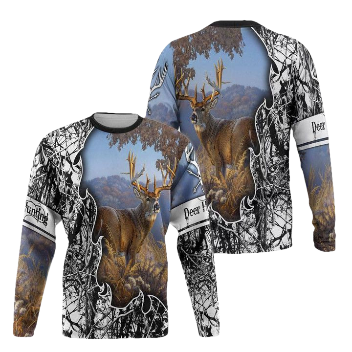 Viticstore Deers Hunting Blue Sky 3D Black White Shade All Over Printed Xl Sweater For Men ? Usalast