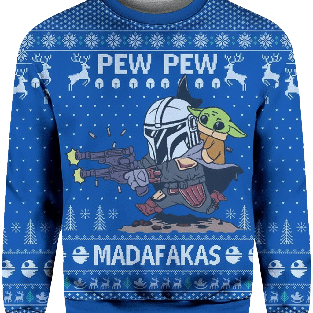 Vintage Yoodaa Pew Pew Madafakass Sw 3d Ugly Christmas Sweater ? Usalast