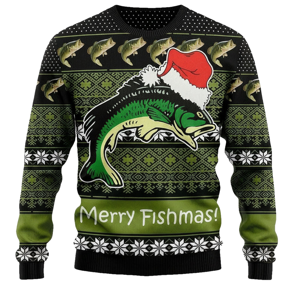 Vintage Merry Fishmas Retro Fish 3d Ugly Christmas Sweater ? Usalast