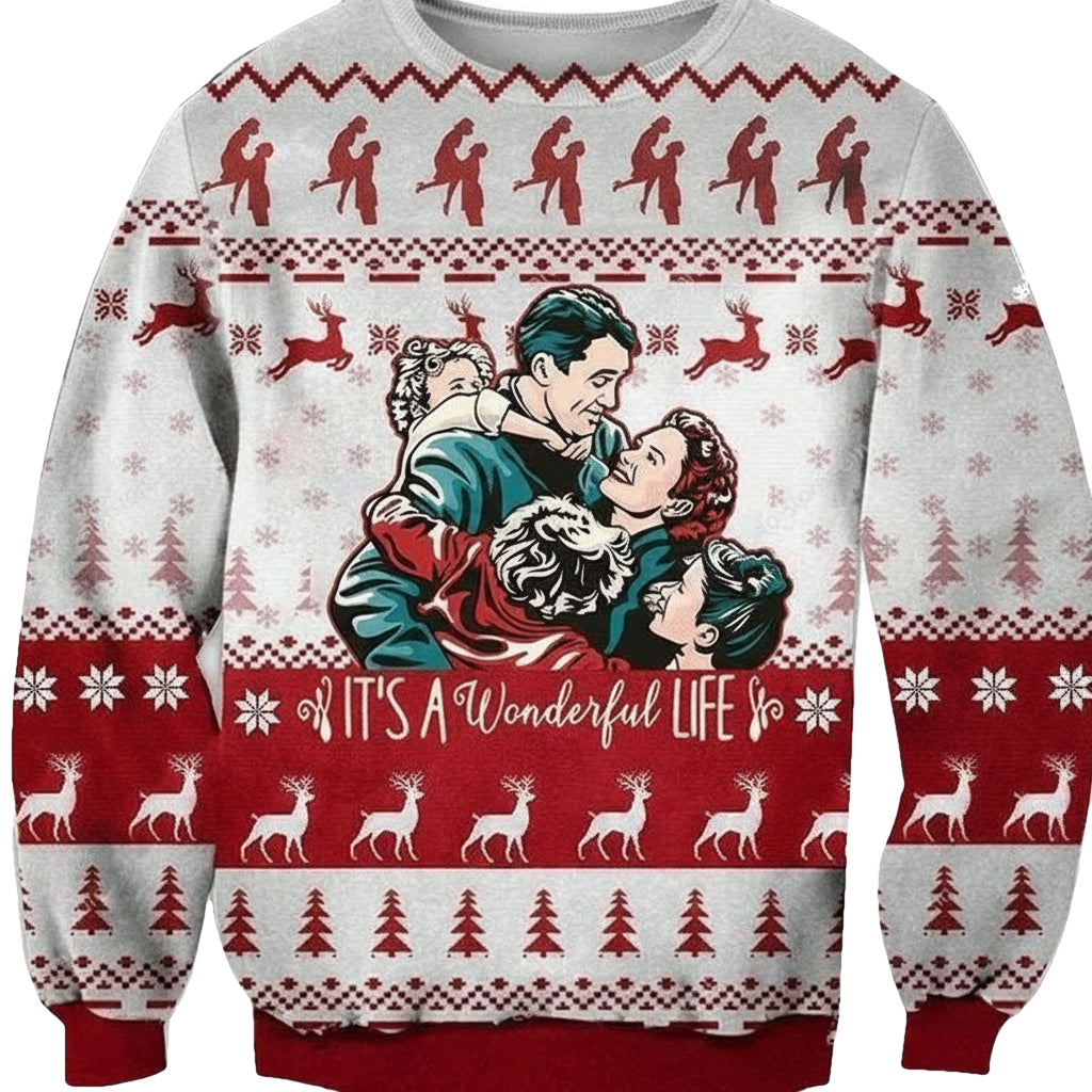 Vintage Its A Wonderful Life Family 3d Ugly Christmas Sweater ? Usalast