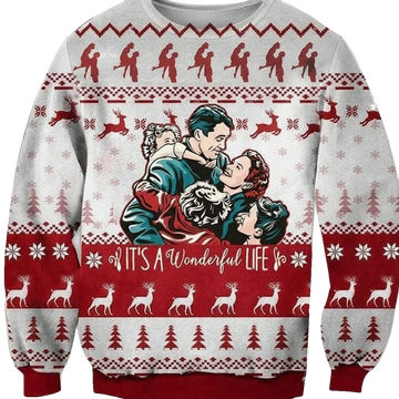 Vintage Its A Wonderful Life Family 3d Ugly Christmas Sweater ? Usalast