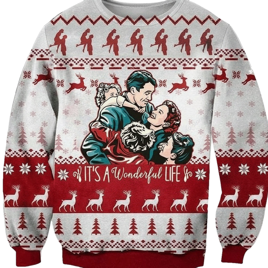 Vintage Its A Wonderful Life Family 3d Ugly Christmas Sweater ? Usalast