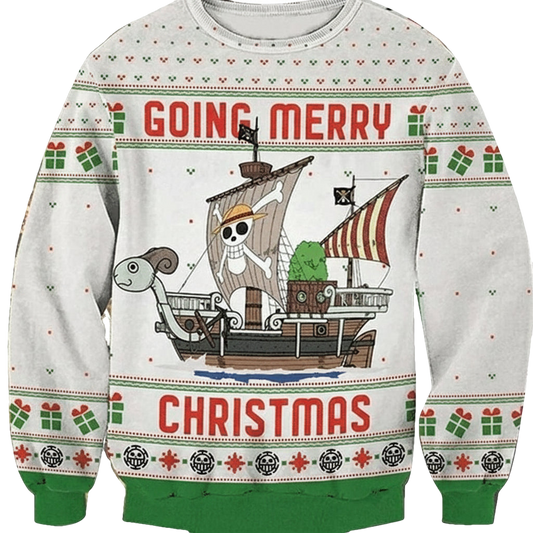 Vintage Going Merry Straww Hatt Funny Onnepiecee 3d Ugly Christmas Sweater ? Usalast