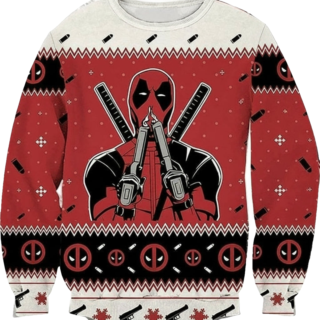 Vintage Funny Deadpooll Funny Hero 3d Ugly Christmas Sweater ? Usalast