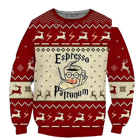 Vintage Espresso Patronumm Funny Retro Espresso 3d Ugly Christmas Sweater ? Usalast