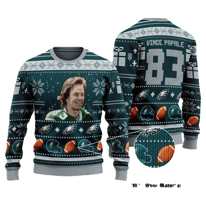 Vince Papale 83 Philadelphia Eagles Nfl Christmas Sweater ? Usalast