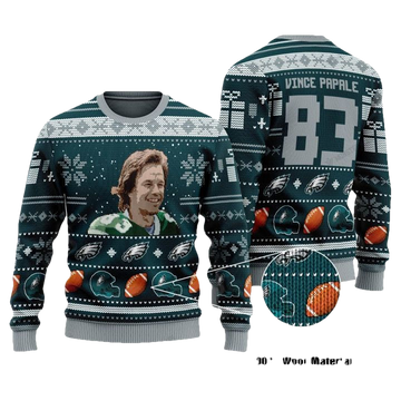Vince Papale 83 Philadelphia Eagles Nfl Christmas Sweater ? Usalast