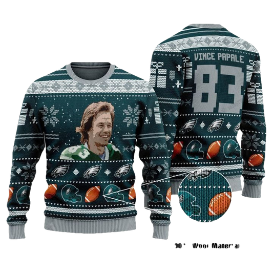 Vince Papale 83 Philadelphia Eagles Nfl Christmas Sweater ? Usalast