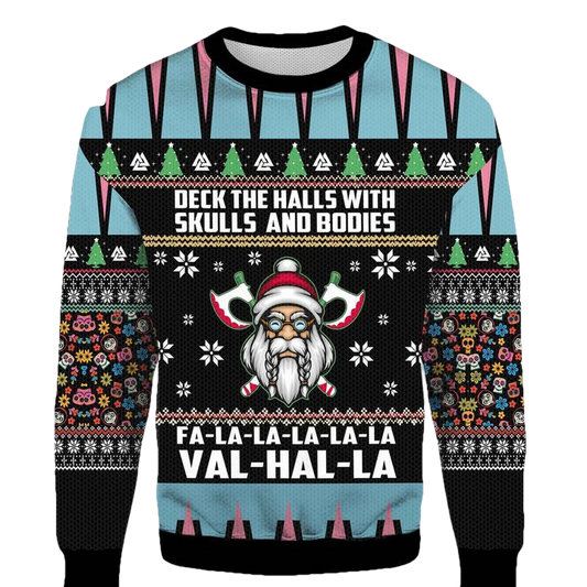 Viking Deck The Halls With Skulls And Bodies Ugly Xmas 3D Christmas 2022 Sweater ? Usalast