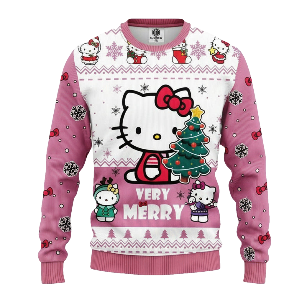 Very Merry Disney Hello Kitty 3d Ugly Christmas Sweater ? Usalast