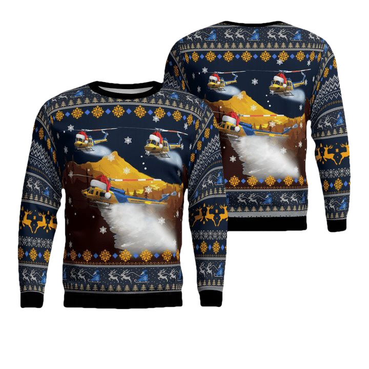 Ventura County Sheriff Fire Support Bell 205A-1 Christmas AOP Sweater ? Usalast
