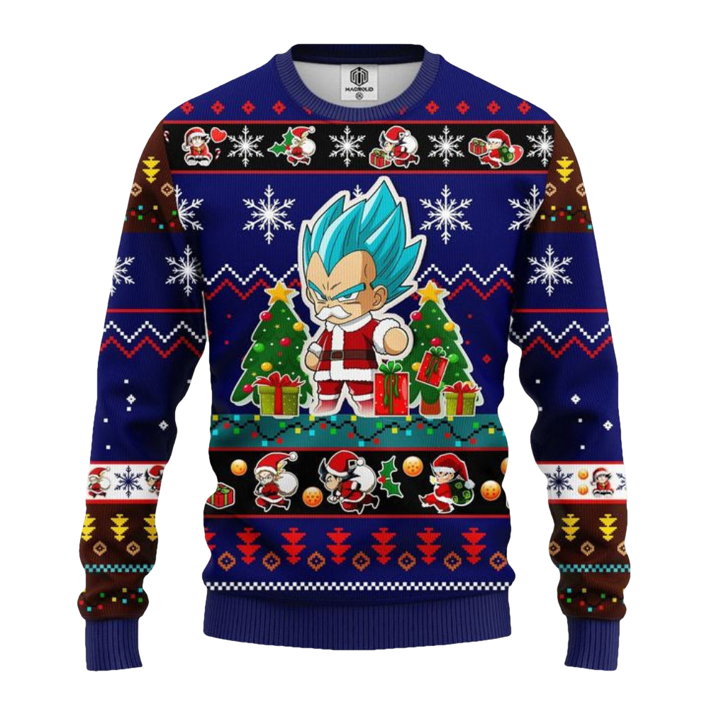 Vegeta Blue Anime Dragon Ball Ugly Christmas Sweater Blue 1 Amazing Gift Idea Thanksgiving Gift ? Usalast