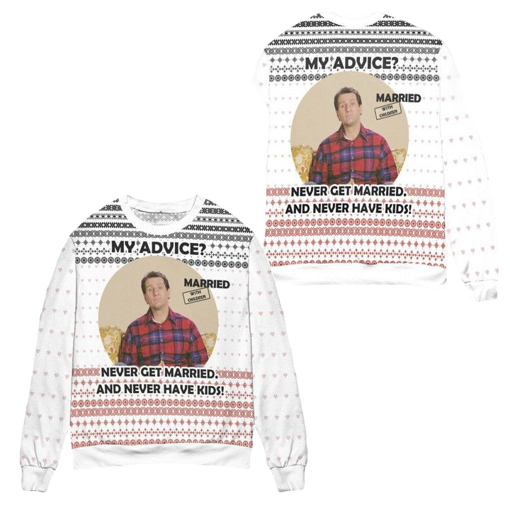 Van Der Bundy Nordberg Heart Pattern Ugly Christmas Sweater ? White ? Usalast