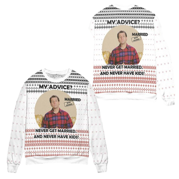 Van Der Bundy Nordberg Heart Pattern Ugly Christmas Sweater ? White ? Usalast