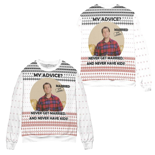 Van Der Bundy Nordberg Heart Pattern Ugly Christmas Sweater ? White ? Usalast