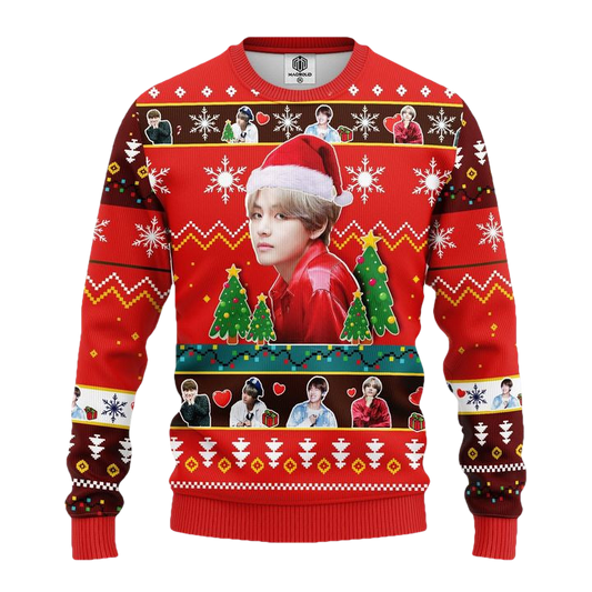 V Bts Ugly Christmas Sweater Red Amazing Gift Idea Thanksgiving Gift ? Usalast