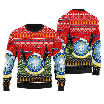 USAF Kentucky Air National Guard 165th Airlift Squadron Lockheed C-130H Hercules Christmas Sweater 3D ? Usalast