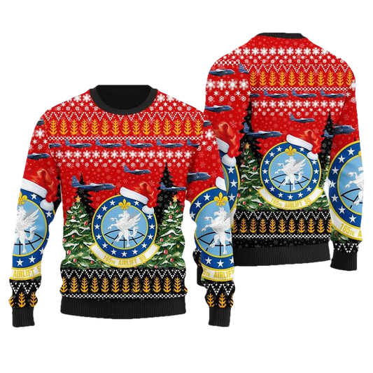USAF Kentucky Air National Guard 165th Airlift Squadron Lockheed C-130H Hercules Christmas Sweater 3D ? Usalast