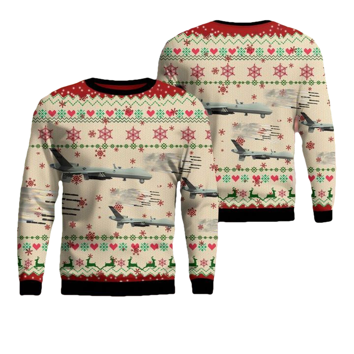 USAF General Atomics MQ-9 Reaper Chritmas AOP Sweater ? Usalast
