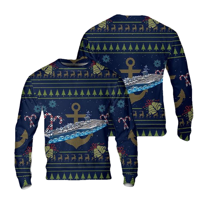 US Navy USS Carl Vinson Christmas AOP Sweater ? Usalast