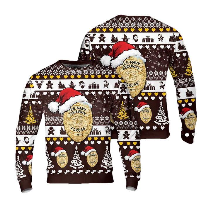 US Navy Security Forces NSF Badge Christmas AOP Sweater ? Usalast
