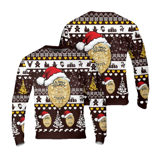 US Navy Security Forces NSF Badge Christmas AOP Sweater ? Usalast
