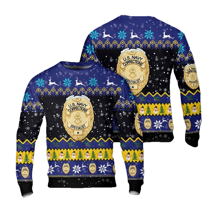 US Navy Corrections Specialist Badge Christmas AOP Sweater ? Usalast