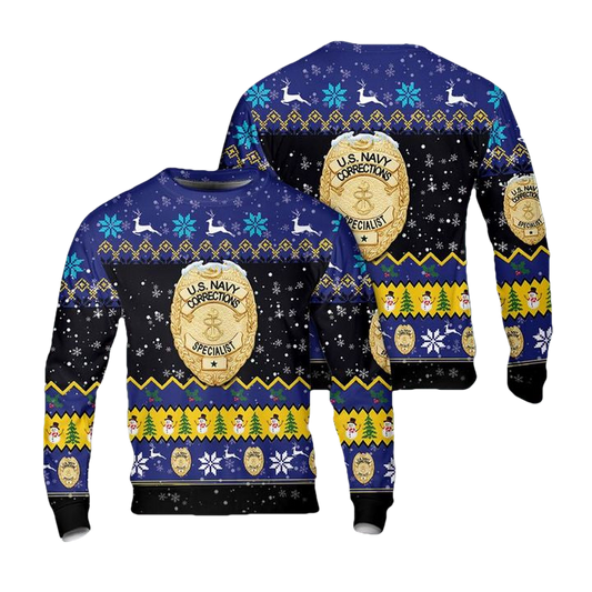 US Navy Corrections Specialist Badge Christmas AOP Sweater ? Usalast