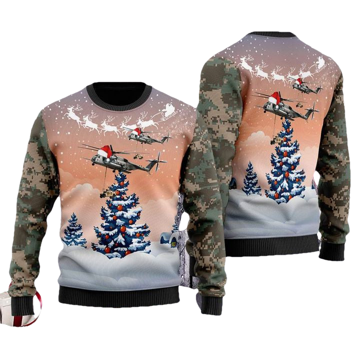 US Marine Corps Sikorsky CH-53E Super Stallion S-65E 80 Christmas Sweater 3D ? Usalast