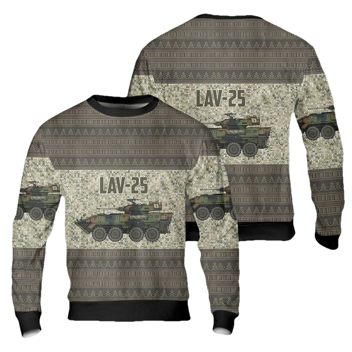 US Marine Corps Light Armored Vehicle LAV-25 Christmas Sweater 3D ? Usalast