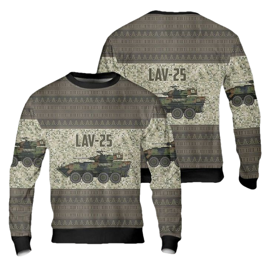 US Marine Corps Light Armored Vehicle LAV-25 Christmas Sweater 3D ? Usalast