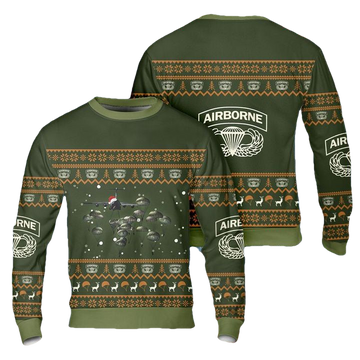 US Army Paratroopers With The 82nd Airborne Division Parachute Christmas Sweater 3D ? Usalast