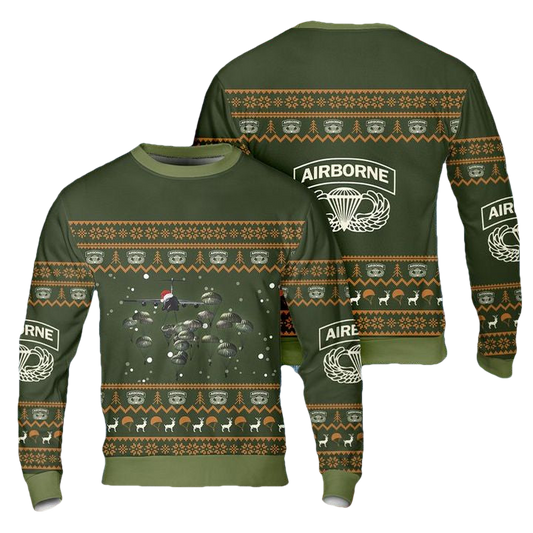 US Army Paratroopers With The 82nd Airborne Division Parachute Christmas Sweater 3D ? Usalast