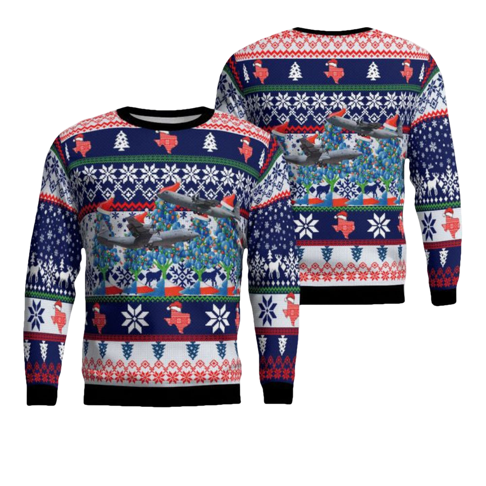US Air Force Texas Air National Guard C-130J Christmas AOP Sweater ? Usalast