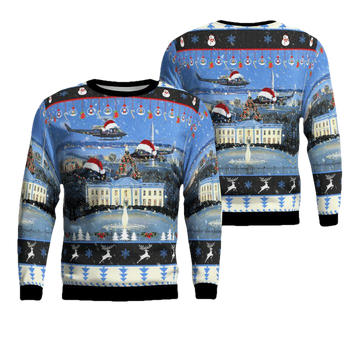US Air Force Bell UH-1N Twin Huey of the 1st Helicopter Squadron flying over Washington DC Christmas AOP Sweater ? Usalast