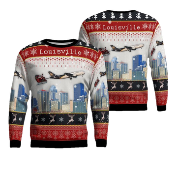 UPS Airbus A300F4-622R With Santa Over Louisville Christmas AOP Sweater ? Usalast