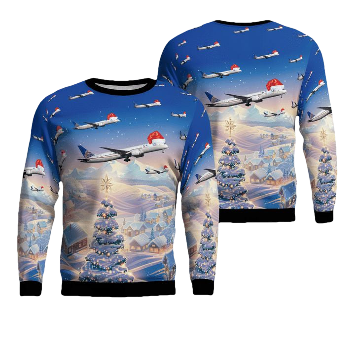 United Airlines Boeing 787-9 Dreamliner Christmas Sweater 3D ? Usalast