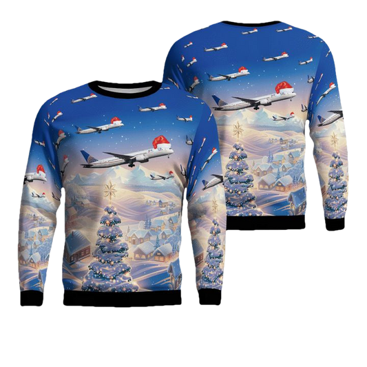 United Airlines Boeing 787-9 Dreamliner Christmas Sweater 3D ? Usalast