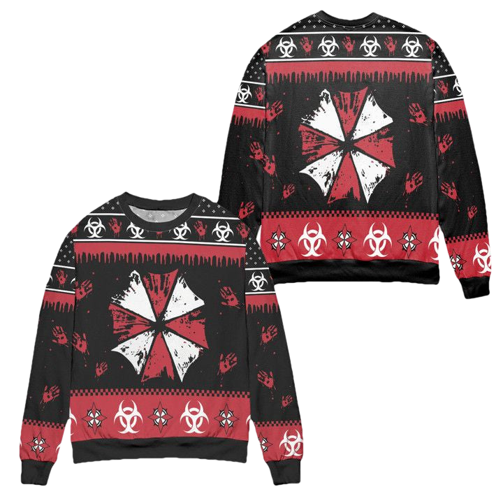 Umbrella Corps Resident Evil Bloody Handprints Ugly Christmas Sweater ? Usalast