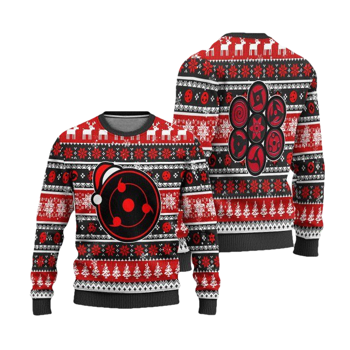 Uchiha Sharingan Naruto Anime Unisex Wool Sweater Christmas Gift ? Usalast