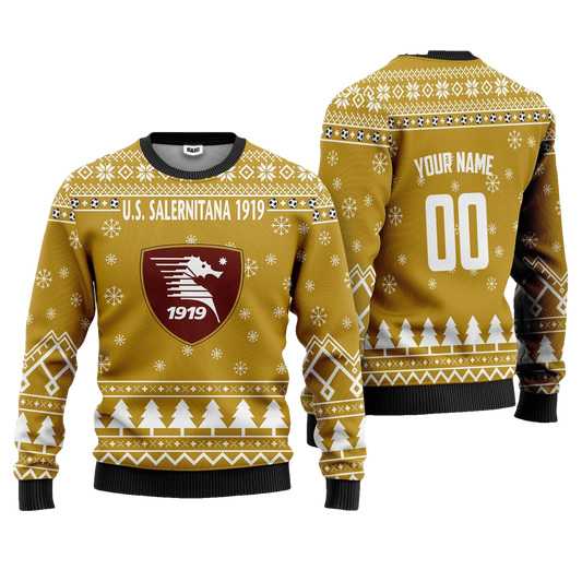 U.S. Salernitana 1919 Personalized Ugly Christmas Sweater Gold Version ? Usalast