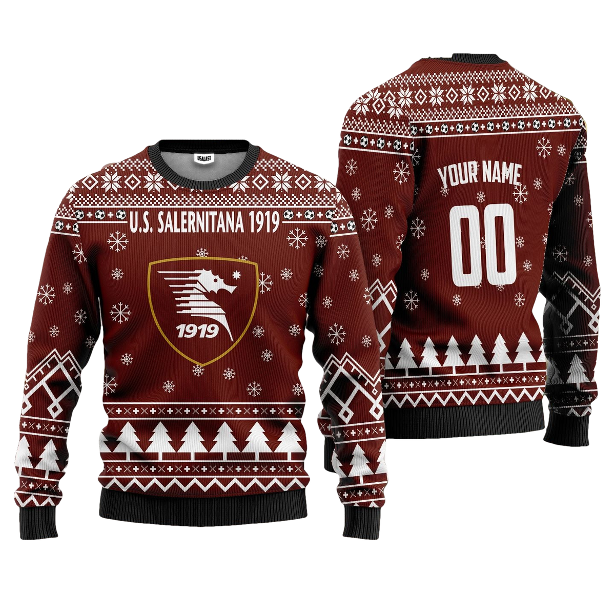 U.S. Salernitana 1919 Personalized Ugly Christmas Sweater Brown Version ? Usalast
