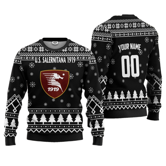 U.S. Salernitana 1919 Personalized Ugly Christmas Sweater Black Version ? Usalast