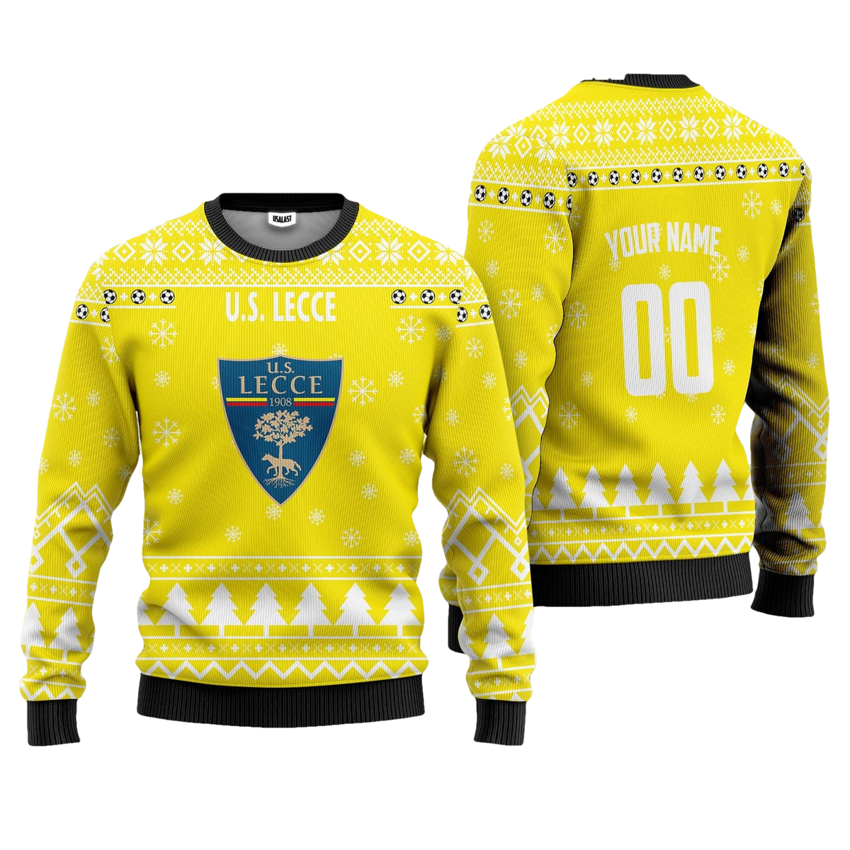 U.S. Lecce Personalized Ugly Christmas Sweater Yellow Version ? Usalast