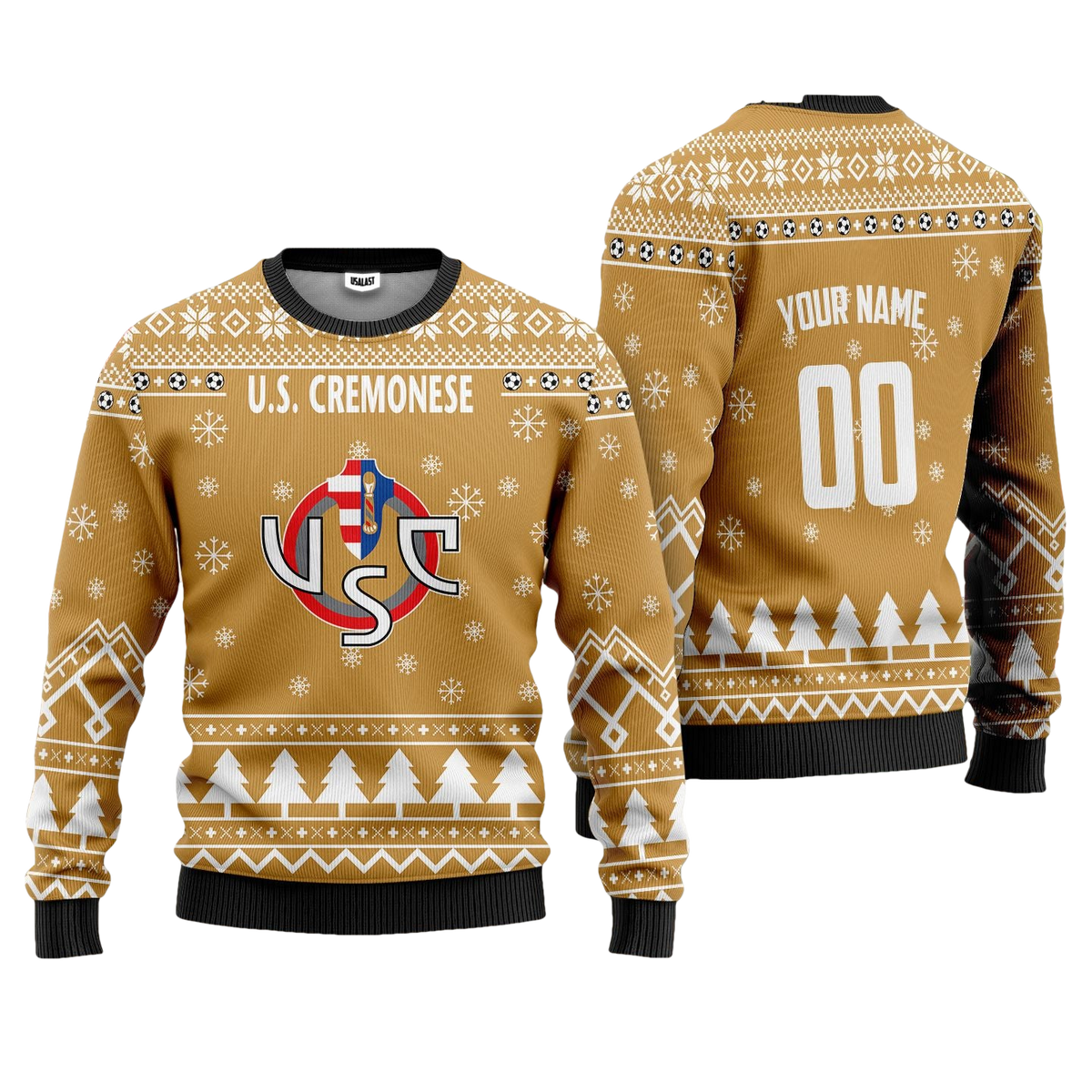 U.S. Cremonese Personalized Ugly Christmas Sweater Gold Version ? Usalast